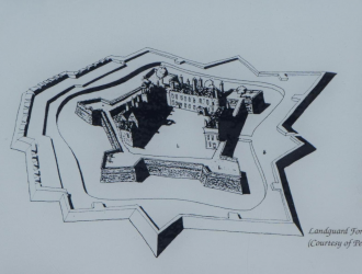 Overhead sketch of pentagonal 1740s fort